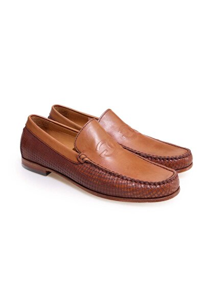 FRANCO CALVANI Tan Color Laceless Genuine Leather Men's Shoes