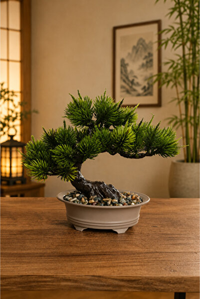 tan organik Artificial Flower Pine Tree 23cm 1Pc