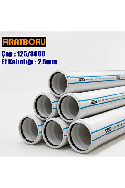 FIRAT 125/3000mm PVC Atık Su Borusu, 2.5mm Et Kalınlığı, 1 Adet