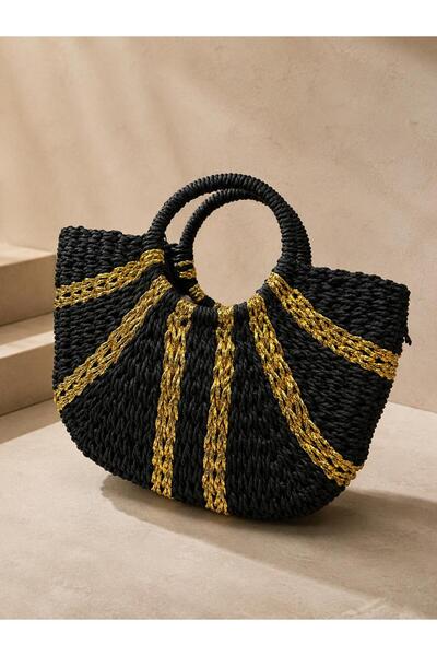 Luminos Butik Black Straw Bag Cnt1133