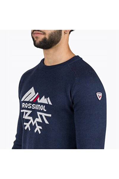 Rossignol Pulover bărbătesc Jacquard cu guler rotund, bleumarin închis, L