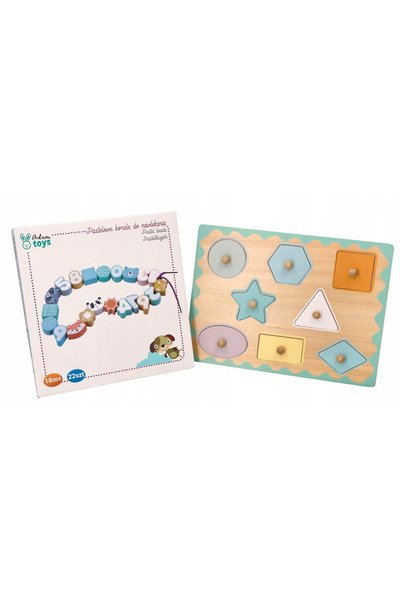 adam toys Set de dezvoltare Puzzle din lemn cu corali AdamToys, set cadou