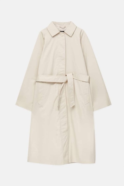 NO BRAND Palton lung de damă tip trench cu curea, mărimea XS, PULL&BEAR 7750/...