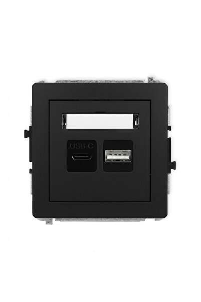 NO BRAND KARLIK DECO Încărcător USB dublu USB-C + A, 20 W, negru mat 12DCUSB-8