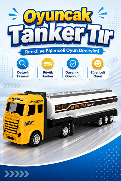 ALL FAST Oyuncak Tanker Tır Büyük Boy Detaylı Tasarımlı Sarı Çekici ve Beyaz ...