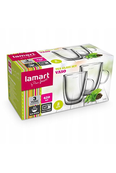 NO BRAND Pahare pentru cafea și ceai lamart 420 ml 2 bucăți cu perete dublu