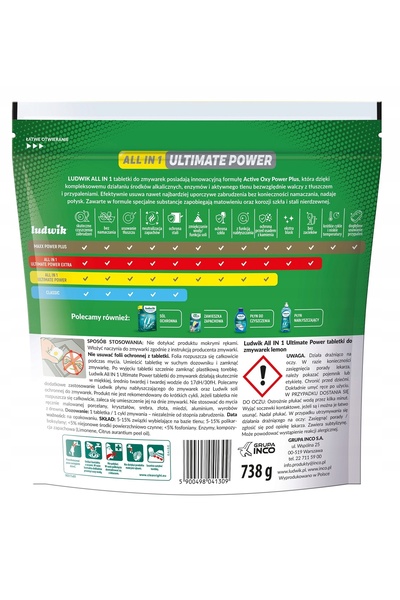 LUDWİK Tablete de spălat vase All in 1 Ultimate Power, 41 bucăți Lămâie x2