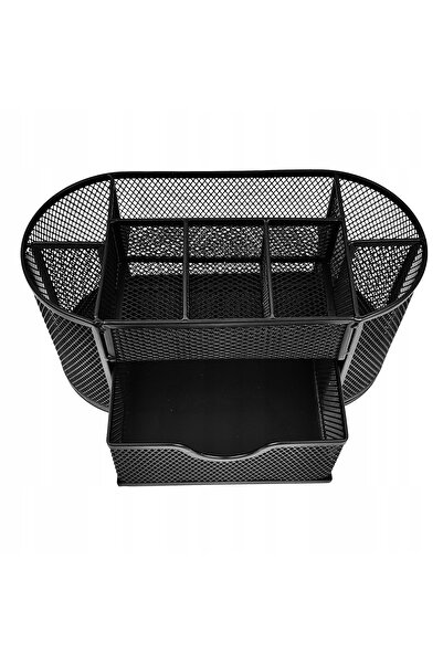 NET Organizator de birou metalic, grilă neagră, JUMBO, 8 compartimente x2