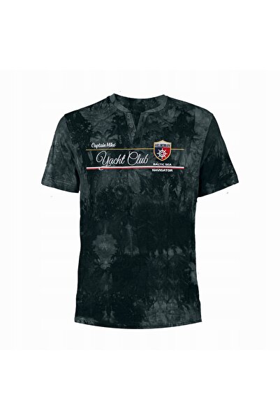 NO BRAND Tricou bărbătesc cu broderie DELICATE Cotton CAPTAIN MIKE negru XL