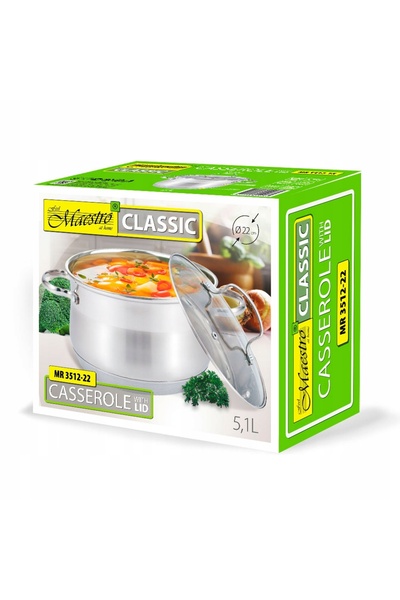 Maestro MR3512 oală cu capac 22cm 5,1L