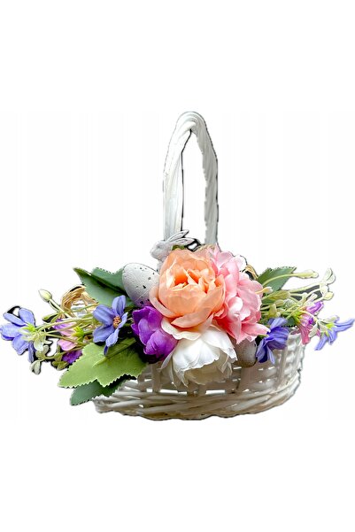 NO BRAND Coș de Paște din răchită pentru decorarea pentru Prima Împărtășanie