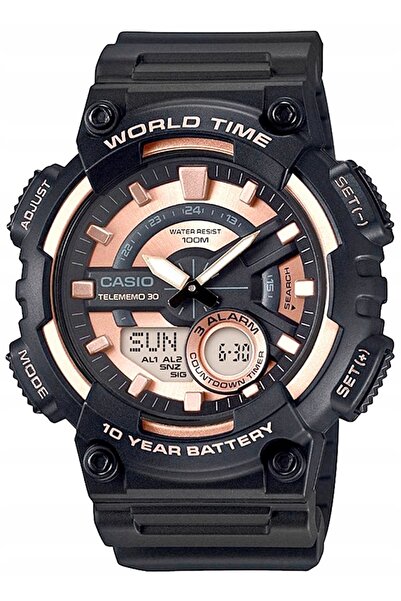 Casio TELEMEMO AEQ-110W-1A3 WR100 Ceas sport pentru tineret cu alarmă + Cutie