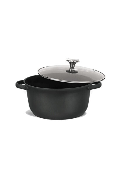 Maestro Oală cu capac, pentru inducție și gaz, 24cm, 4.6L, neagră, MR-4027-24