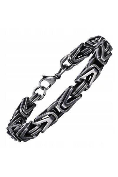 NO BRAND Brățară oxidată cu împletitură regală (8 mm) Cutie cadou 19 cm