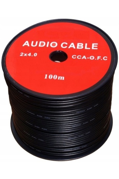 NO BRAND Cablu negru pentru difuzoare 2x 4 mm, 100 m (1904b)