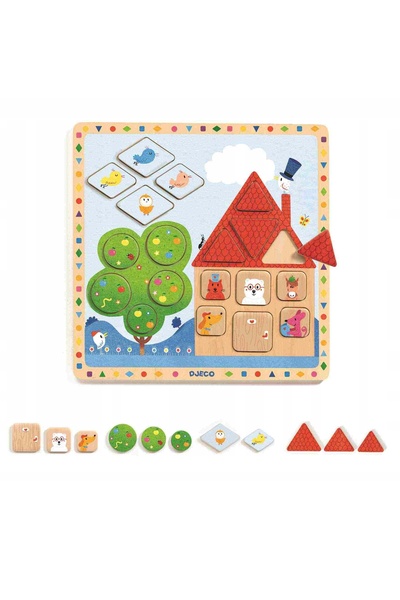 djeco puzzle educativ forme de puzzle ludigeo casă copac tablă