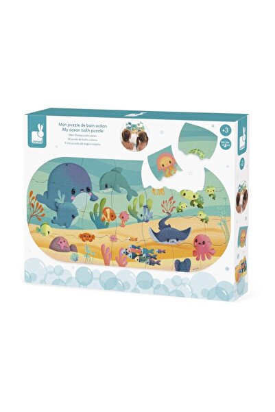 NO BRAND Puzzle din spumă pentru cadă, puzzle de baie cu apă, pești, ocean, J...