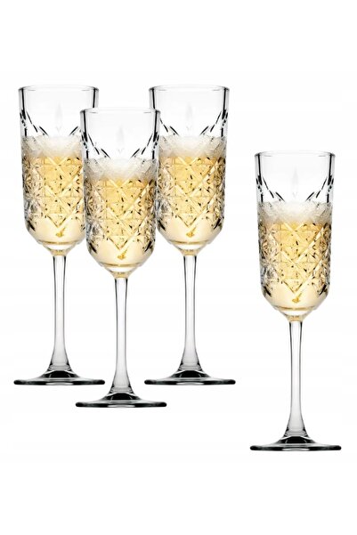 NO BRAND SET DE 4 PAHARE DE ȘAMPAGNĂ 175ML, STICLĂ SECOLATĂ, DECORATIVE, ELEG...