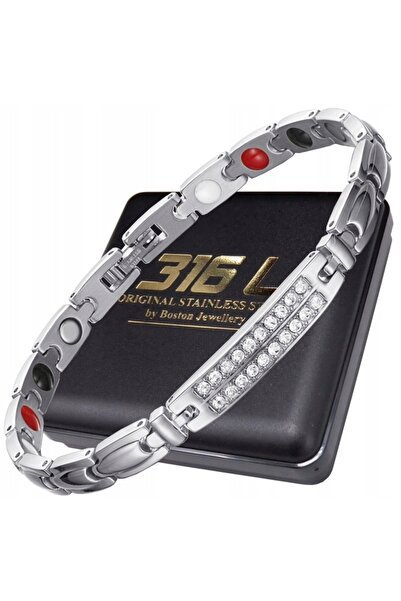 Boston Jewellery Brățară de argint cu zirconiu și magnet puternic