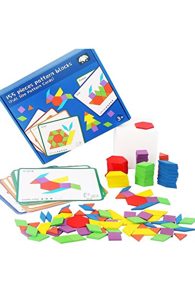 Arabest 155 Pcs Wooden Pattern Blocks,Geometric Shape Pattern Set,Pattern Blo...