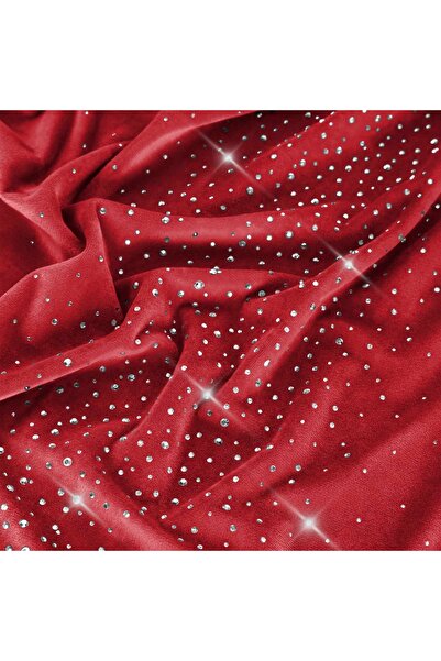 NO BRAND FAȚĂ DE MASĂ ROȘIE CATIFEA CRYSTALS SHINE 85x85