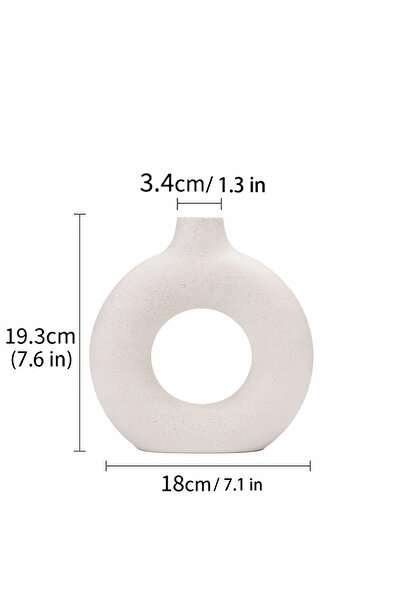 NO BRAND Vază ceramică pentru flori, rotundă, decorativă, albă, 18 x 19 cm