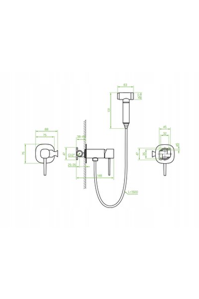 NO BRAND Bidet submersibil cu baterie, cu kit de pulverizare, cupru, POLA Laveo