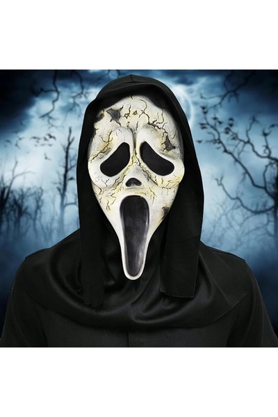 NO BRAND Masca Ghostface din latex cu glugă, costum de Halloween, cosplay Scream