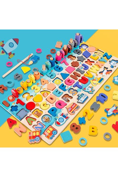 Arabest Wooden Number Puzzles Montessori Toys for Toddlers,7-in-1 Color Alpha...