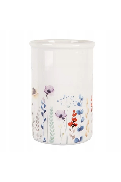 NO BRAND Pahar de baie pentru periuțe de dinți, ceramică albă cu flori