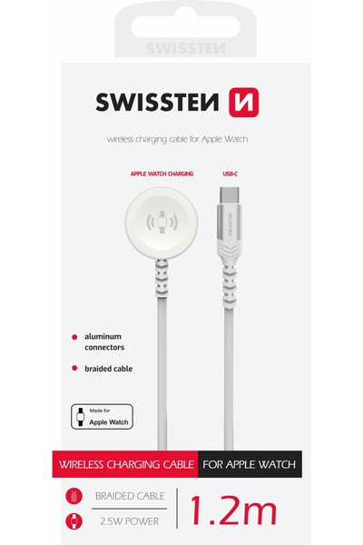 NO BRAND Cablu de încărcare magnetic împletit USB-C SWISSTEN pentru Apple Watch