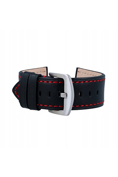 NO BRAND CUREA DE CEAS DIN PIELE NEAGRĂ, NETEDĂ, 20 mm, TEKLA P12.20, CU FIR ...