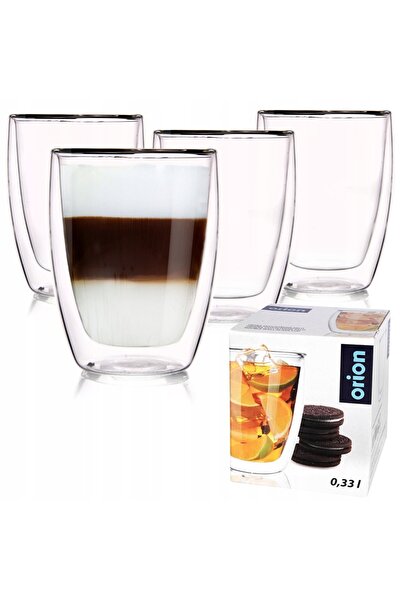 NO BRAND 4x Pahar termic cu perete dublu din sticlă pentru cafea, latte, ceai...