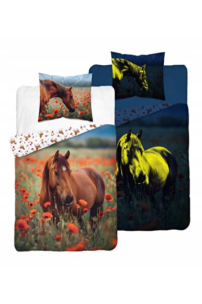 Detexpol Lenjerie de pat Fosforescentă 160x200 Cal în flori