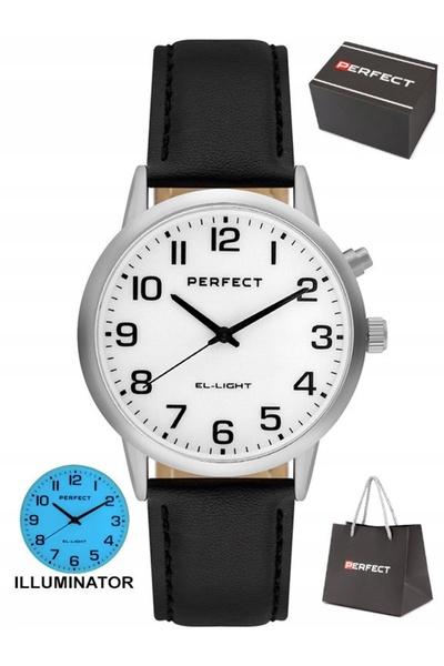 PERFECT Ceas bărbătesc argintiu luminos PE EL001W-01 40 mm