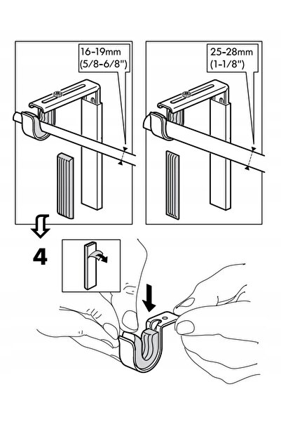 NO BRAND IKEA BETYDLIG suport de perete pentru bară de perdea NEGRU SET 4 bucăți