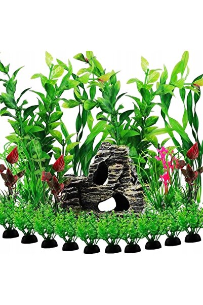 NO BRAND SET 20 BUCĂȚI PLANTE VERDE DIN PLASTIC, DECORAȚII PENTRU ACVARIU, PE...