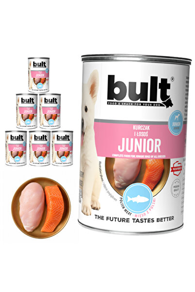 Bult Hrană umedă completă pentru căței Junior, cu Pui și Somon, 6x400g, la co...