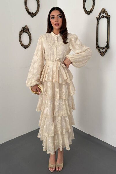 Generic Brand Beige Striped Long Dress
