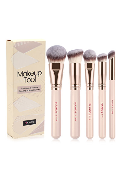 Choice Apricot MAANGE 5pcs Facial Makeup Brush Set Foundation Makeup Brush Po...