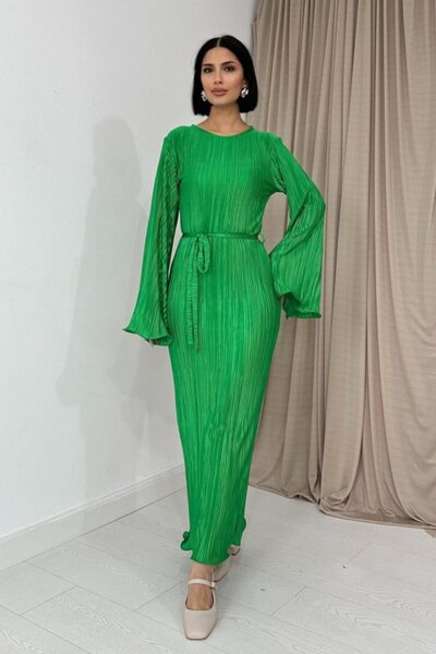 Generic Brand Green Spanish Sleeve Pleated Dress