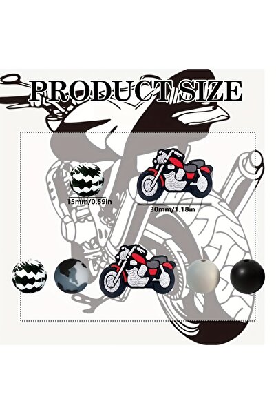 Choice motor 30pcs Silicone Beads Motorcycle Shaped Scattered Beads, Gray And...