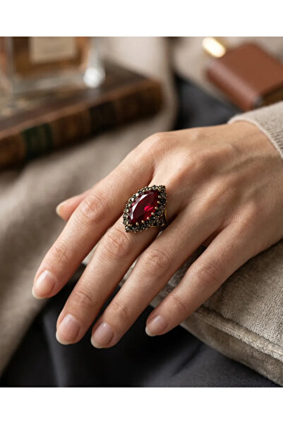 Dorvina Bronze Women's Ring Authentic Copper Jewelry Margazite Worked Red Shu...