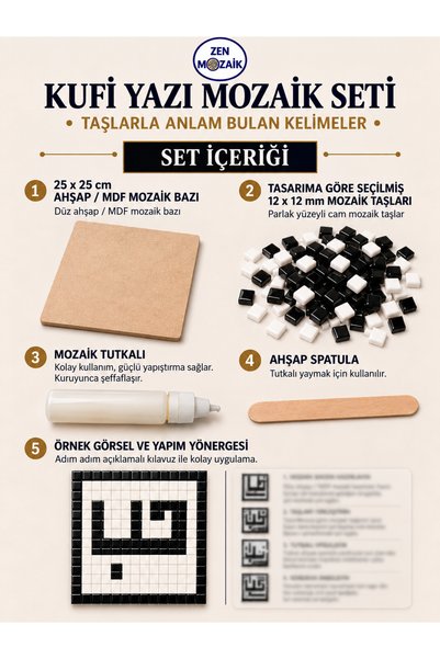 Zen Mozaik Kufi Lettering Mosaic Set – Words with Meaning in Stones