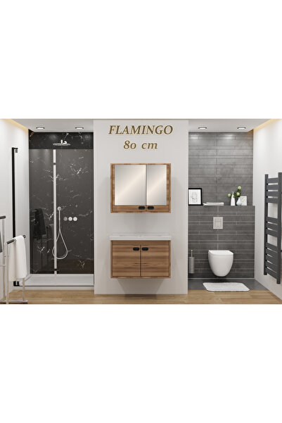 PVC Banyo Dolabı Flamingo 80cm
