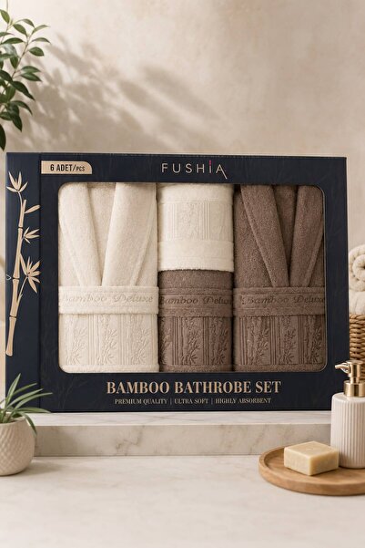 HAZARPAZAR Bambu Classic Aile Bornoz Seti