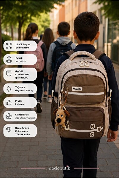 DodoButik Water Resistant, Multi-Pocket, High-Quality School Bag
