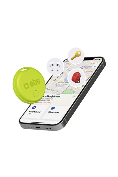 SBS Tracker Bluetooth compatibil cu Apple, 100dB, Baterie CR2032, Lime