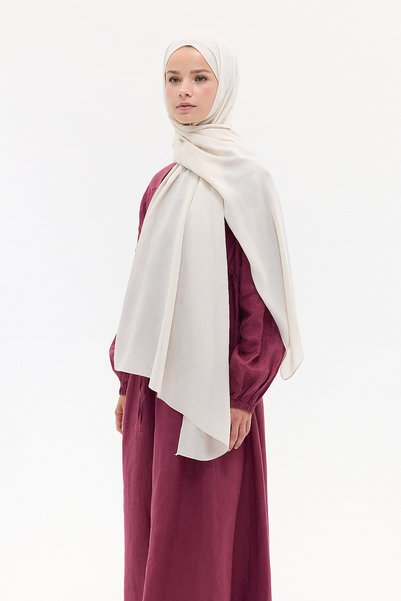 cs camellia scarf Şal din ramie jacquard cu model baklava - Bej