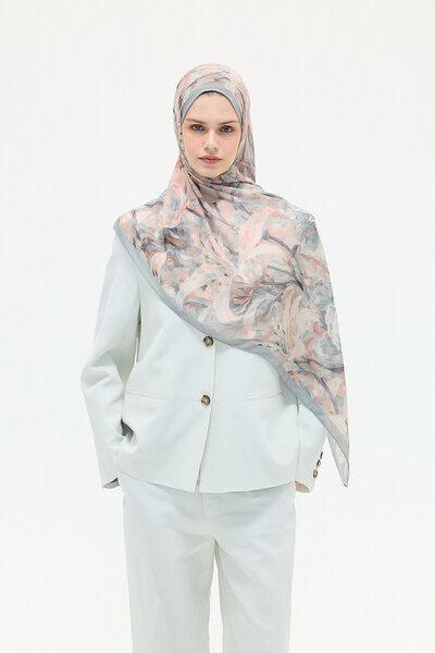 cs camellia scarf Elora Rami Shawl - Gray